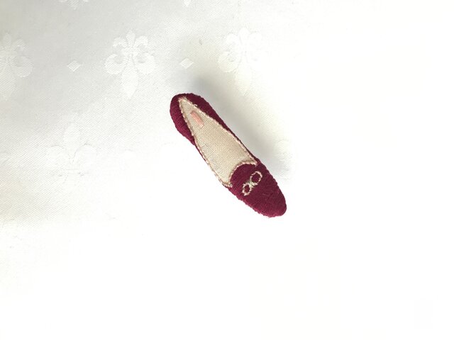 shoe shoe shoe刺繍ブローチNo.69(えんじ)の画像1枚目