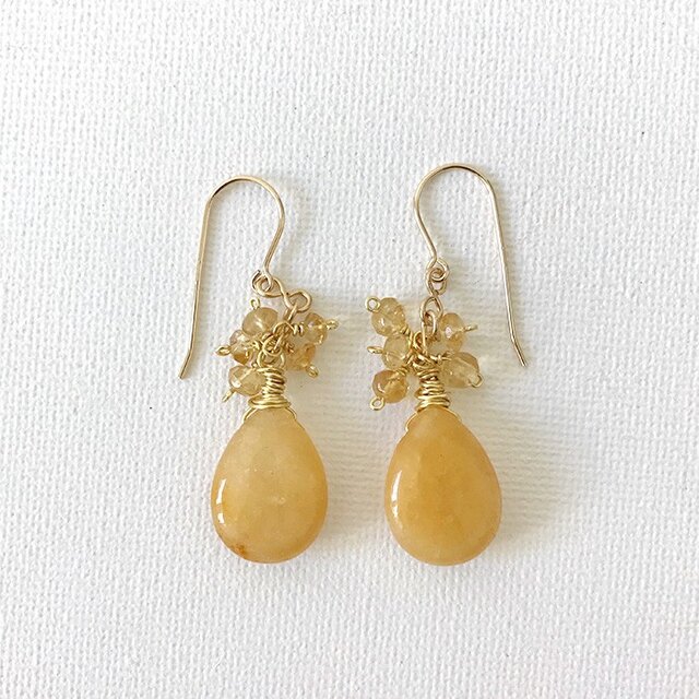 イエロージェイドドロップピアス3の画像1枚目