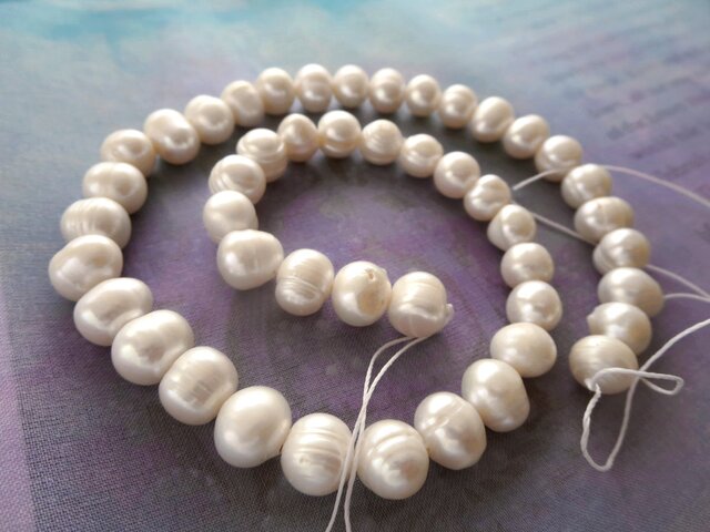 *♥Borneo Freshwater Pearls Pure White*ボルネオ島 淡水パール 1連♥*の画像1枚目