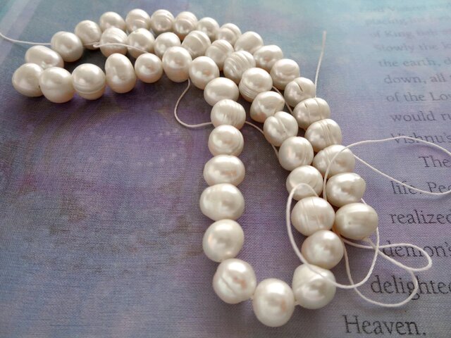 ♥Borneo Freshwater Pearls Pure White*ボルネオ島 淡水パール 1連 