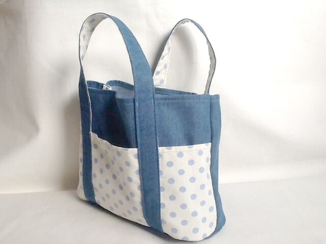 デニムと水玉ドットのお手軽トートバッグ | iichi 日々の暮らしを