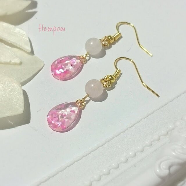 18p004 プチプラ☆桜舞うピアス　ホムポム