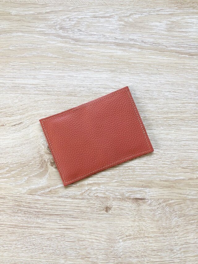 大人ピンク カードケース 本革 レザー 名刺入れ パスケース サーモンピンクの画像1枚目