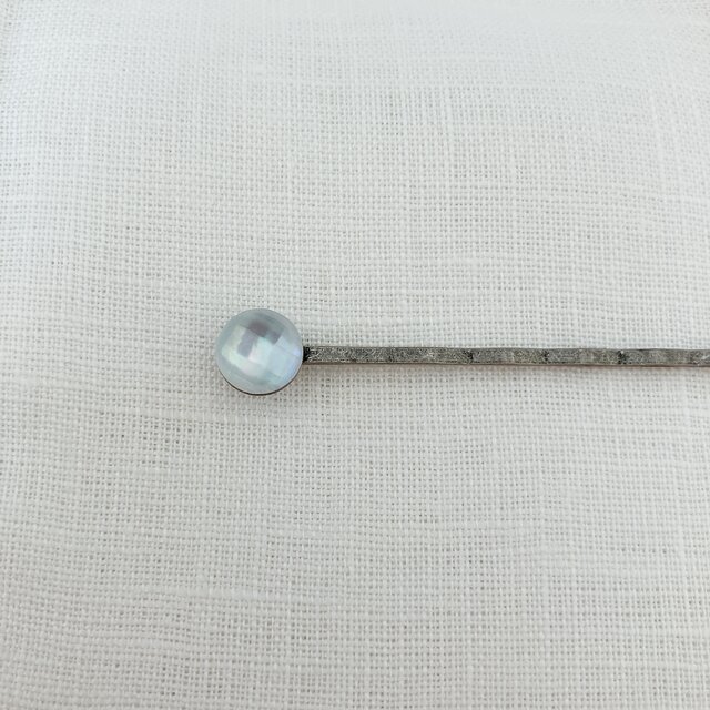 白蝶貝と水晶のヘアピン