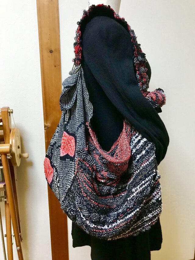 着物リメイク手織り風呂敷バッグ&マフラーの画像1枚目