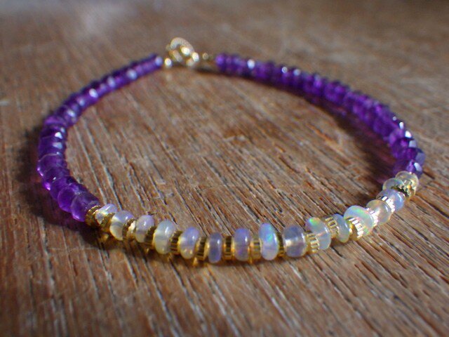 オパールとアメジスト Bracelet *14kgf* プレシャスオパールの画像1枚目