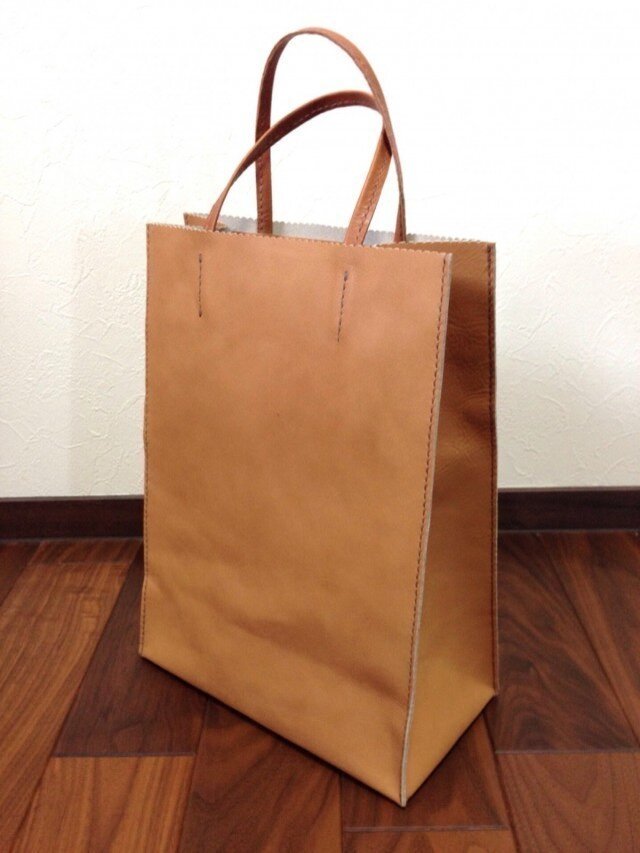 レザー紙袋 ｌサイズ Iichi ハンドメイド クラフト作品 手仕事品の通販
