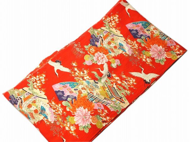m0016 御所紋様子供着物 m売り/ハギレ☆古布・古裂/絞り/錦紗縮緬