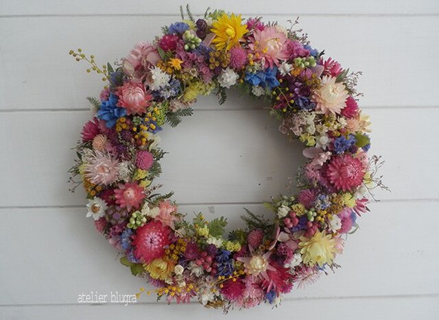 atelier blugra八ヶ岳〜春色小花のWreath001の画像1枚目