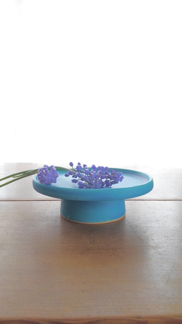 小さいコンポート皿　ターコイズブルー