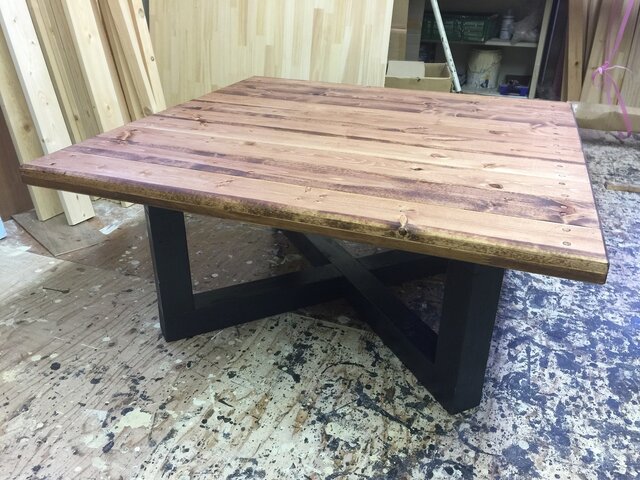 hotaru ローテーブル 男前家具 X型脚 リビングテーブル 天板取り外し