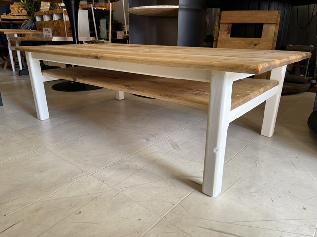 hotaru カントリー ローテーブル 机 リビング 棚付 無垢材 天然木