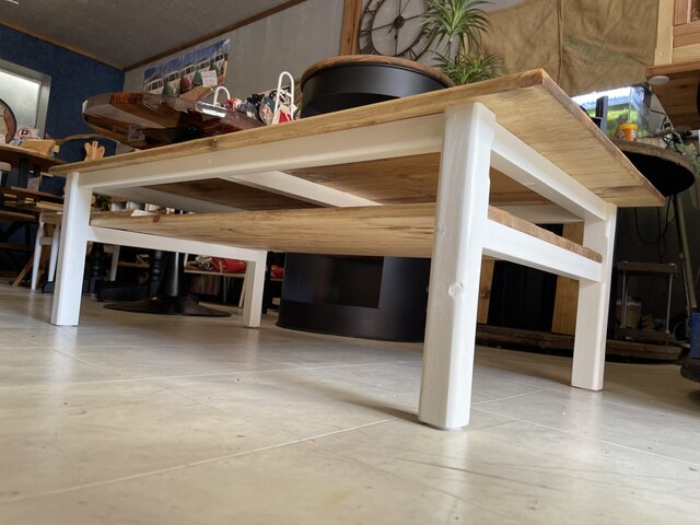 【 天然木使用 】ビンテージ カントリー調 ローテーブル 無垢材 天然木使用 】ビンテージ カントリー調 ローテーブル 無垢材