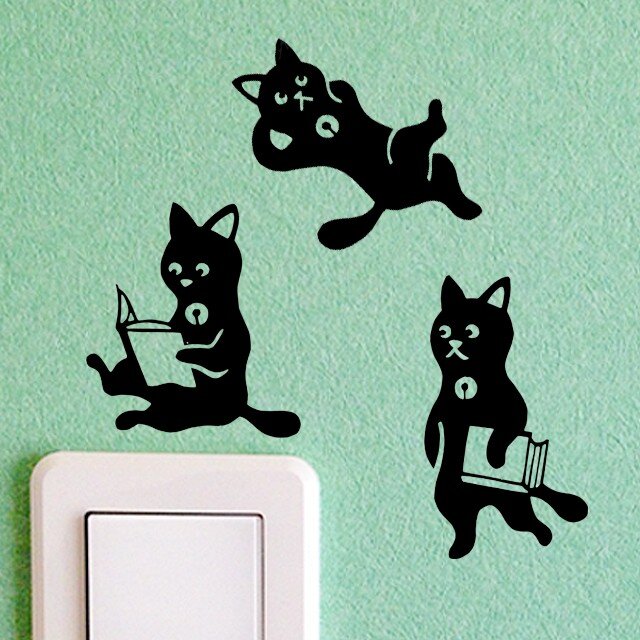 ねこくん切り抜きステッカー 本好き編 3枚setの画像1枚目