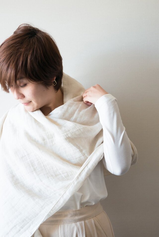 Organic Cotton&linen Wガーゼ大判ストールの画像1枚目