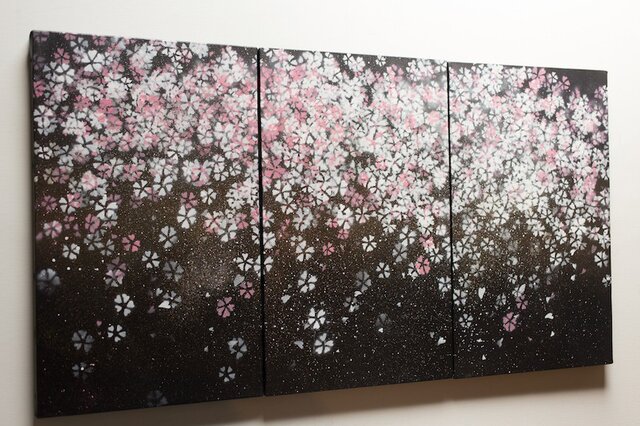 Sakura / 夜桜の3連キャンバス作品 - artinicrash.com.au