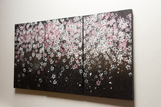 Sakura / 夜桜の3連キャンバス作品 - artinicrash.com.au