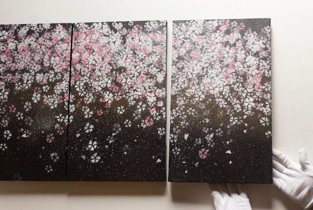 Sakura / 夜桜の3連キャンバス作品 - artinicrash.com.au