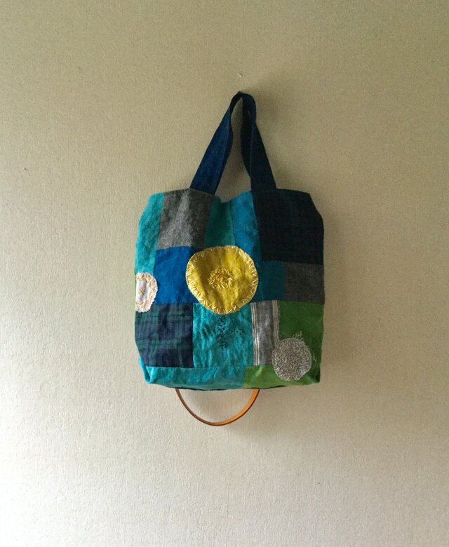リネンのコラージュ バッグの画像1枚目