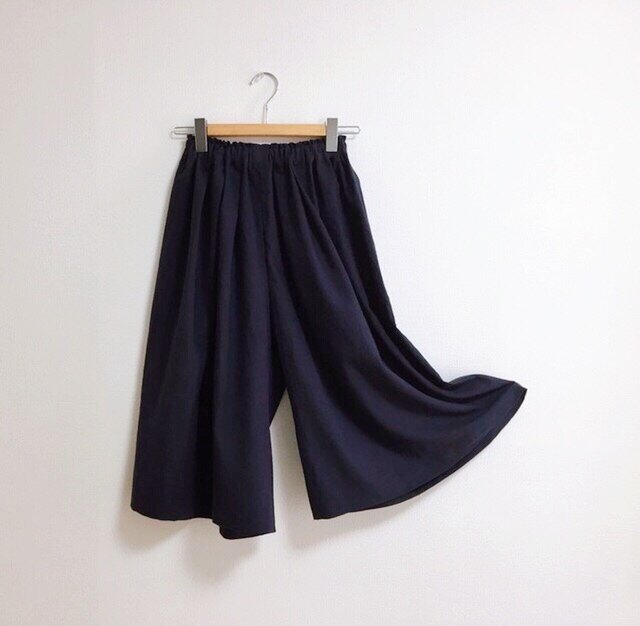 cottonリネンのスカーチョ【ダークネイビー】の画像1枚目