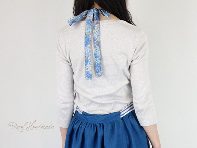 予約販売] リネンディープブルーリバティエプロンドレス | iichi
