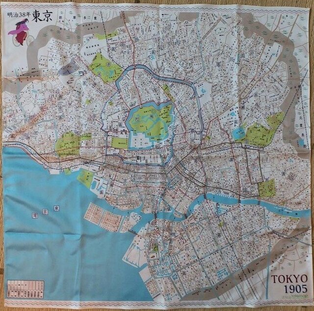 1905年(明治38年)東京地図 インテリア風呂敷の画像1枚目