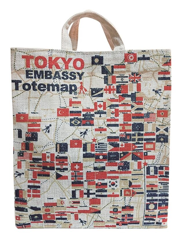 ジュート(麻)のショッピングトートバッグ 東京 大使館の画像1枚目