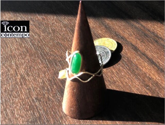 K14YG 翡翠 リング 未処理天然色 本翡翠 ミャンマー産 簡易メモ付