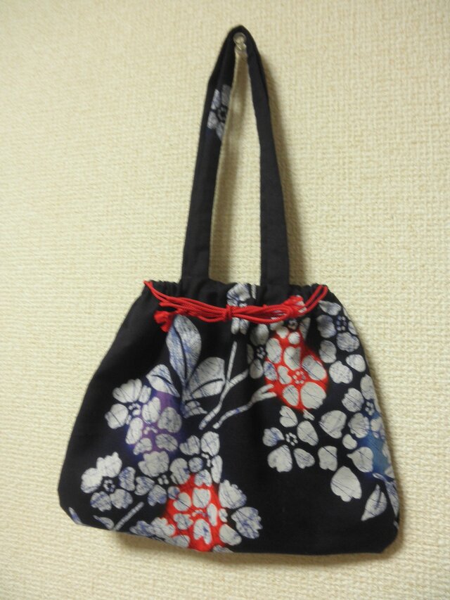 藍染め巾着手提げバッグの画像1枚目