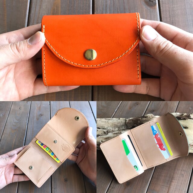 イタリアンレザーを使ったオレンジ色の三つ折り財布 | iichi 日々の