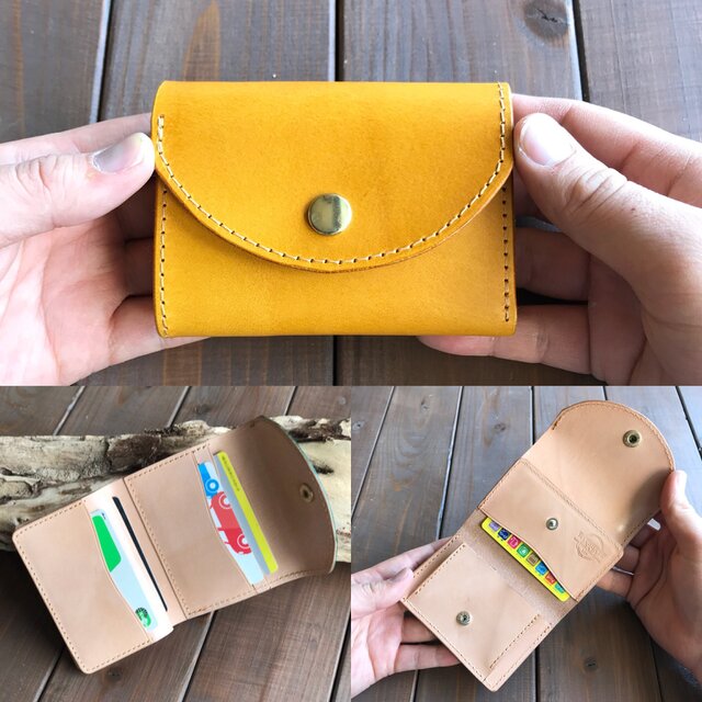 イタリアンレザーを使った黄色の三つ折り財布 | iichi 日々の暮らしを