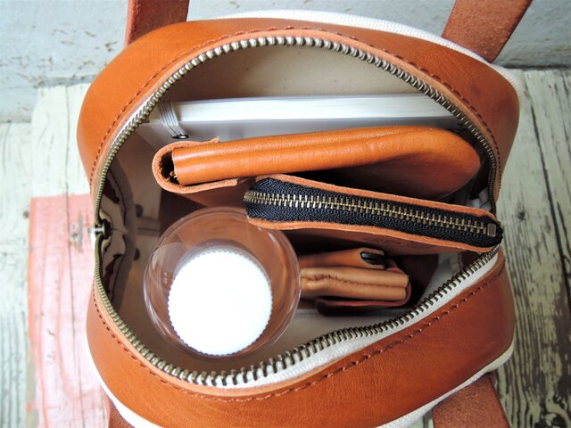 ORZO】神戸ORZO 8号帆布xヌメ革ボストンバッグS ホワイトxキャメル