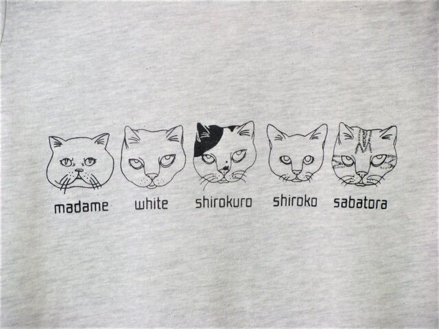 【L】猫ファイブ Tシャツ レディースの画像1枚目