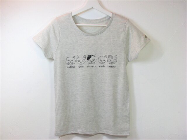 【M】猫ファイブ Tシャツ レディースの画像1枚目