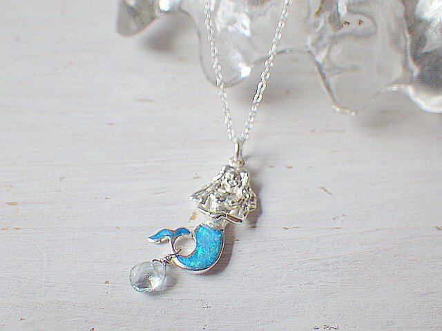 幸せの人魚と海の雫ネックレス オパール アクアマリン*sv925* | iichi