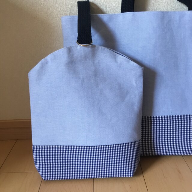 【100%コットン自然素材】芯入り 上品シンプルな自立するレッスンバッグ 大きめトート 持ち手コットンの画像1枚目