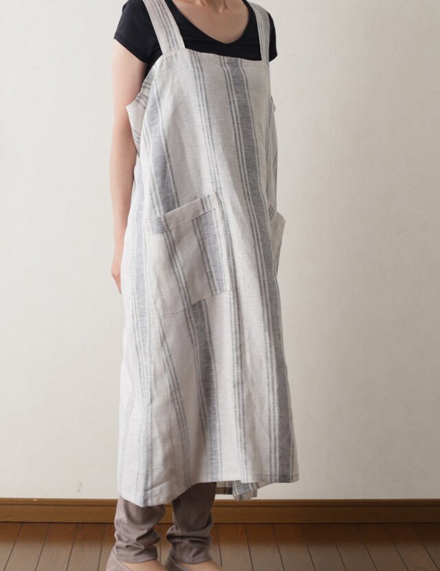 リネン100% ラップエプロンの画像1枚目
