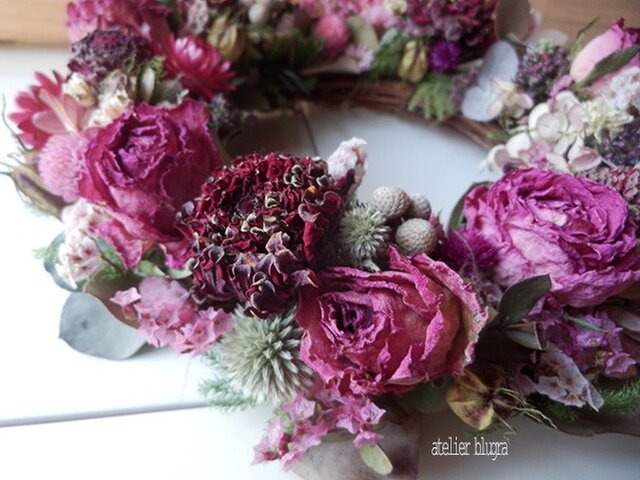 八ヶ岳〜(定形外発送)薔薇とジニアのWreath06の画像1枚目
