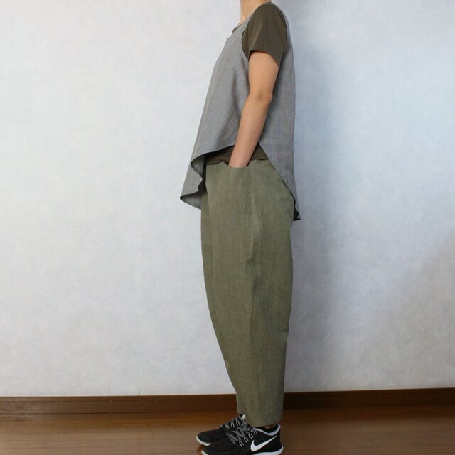 〈受注生産〉さわやかオリーブグリーン♪ひざ立体パンツの画像1枚目