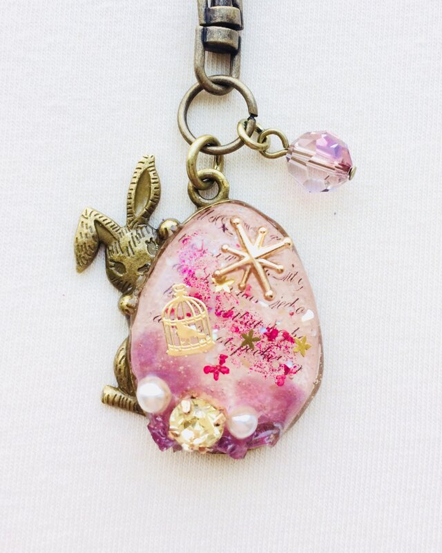 ウサギキーホルダー（花吹雪）