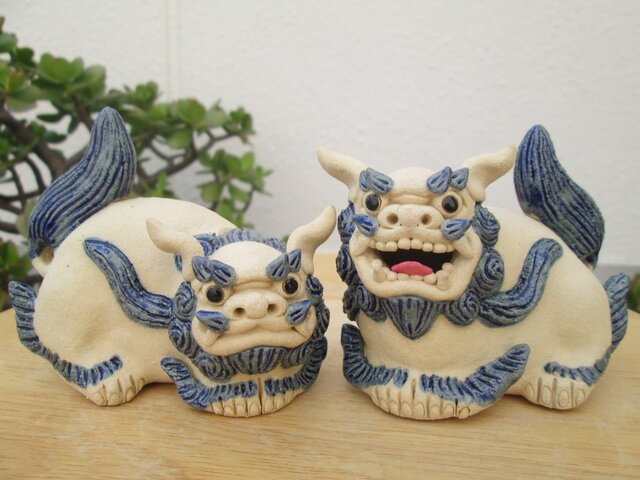 ホーヤ―シーサー・小(ルリ釉)の画像1枚目