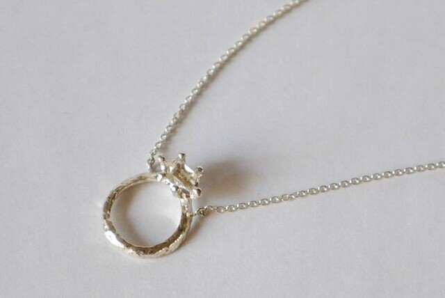 Herkimer diamond baby ring necklace(sv) ハーキマーダイヤモンド★ベビーリング★ネックレスの画像1枚目