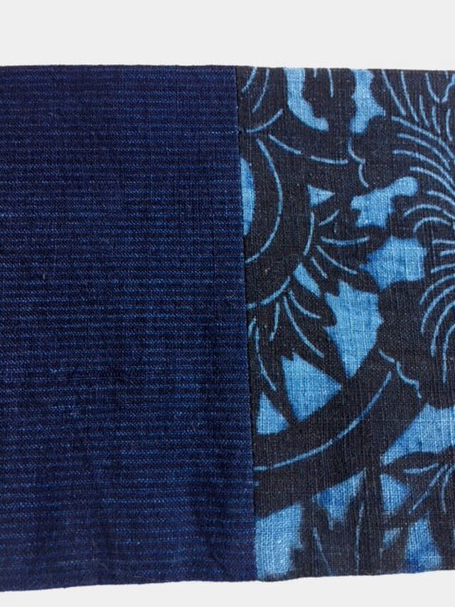 藍返し型染めの古布名古屋帯 【送料無料】 | iichi ハンドメイド・クラフト作品・手仕事品の通販