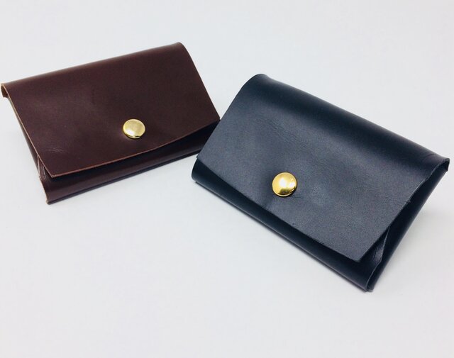 シンプルな名刺入れ BLACK & brown unisex シングルタイプの画像1枚目