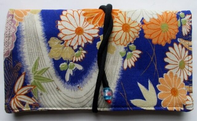 送料無料 花柄の着物で作った和風財布・ポーチ 3403の画像1枚目