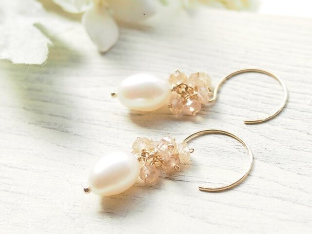 淡水パールと天然ジルコンのピアス(14kgf)/イヤリング | iichi 日々の