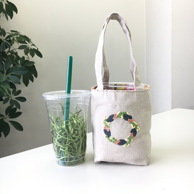カフェバッグ リースフラワーの画像1枚目
