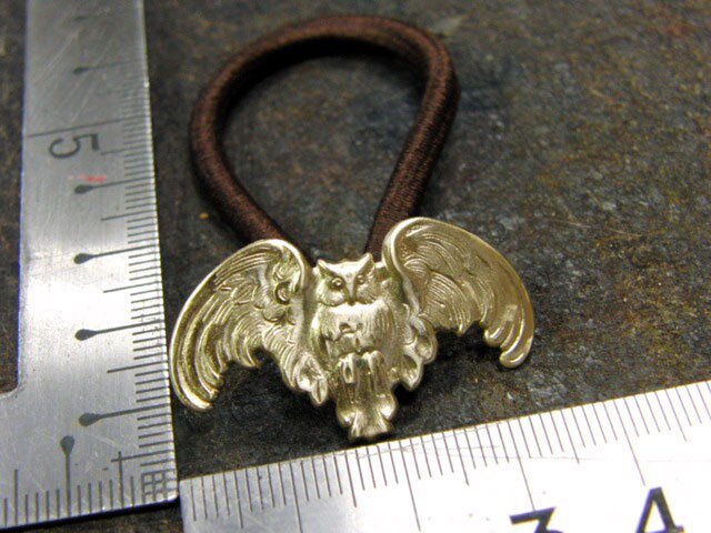 真鍮ブラス製 梟(フクロウ)デザインヘアゴムコンチョ 髪留め・バッグ