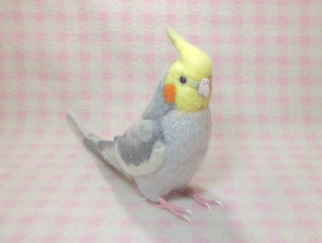 羊毛フェルト　　オカメインコ 1/1サイズ オカメインコ ノーマル♂ 羊毛フェルト 受注製作