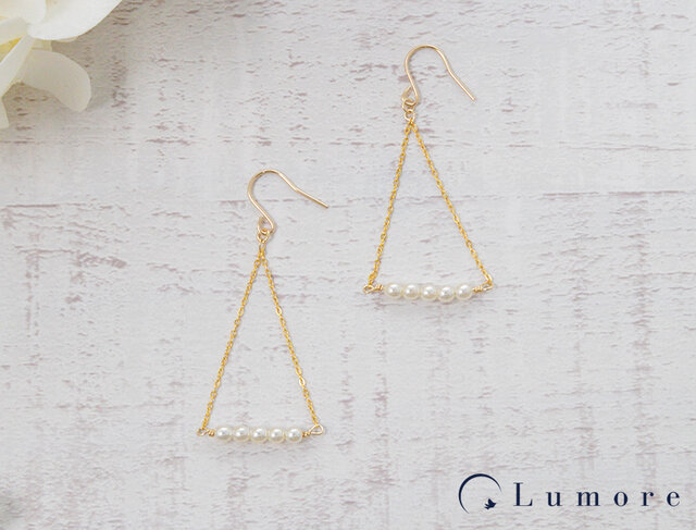 k14gf]トライアングルチェーンピアス | iichi 日々の暮らしを心地よく